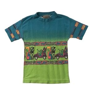 RARE Vintage 1991 Iguana Don Surf Search T-Shirt Kids Teal Green 90s Made in USA